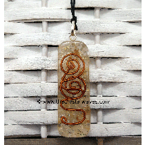 Citrine Chips With Copper Coil Rectangle Shape Orgone Pendant