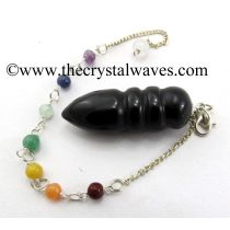 Black Agate Egyptian Style Pendulum With Chakra Chain