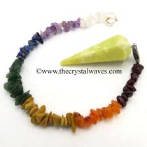 Serpentine Faceted Pendulum With Chakra Chips Chain