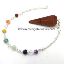 Red Goldstone Faceted Pendulum With Chakra Chain