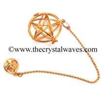 Star / Pentagram Round Cab Cage Copper Pendulum