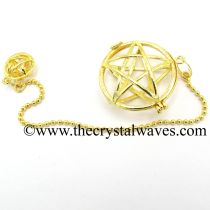 Star / Pentagram Round Cab Cage Golden Pendulum