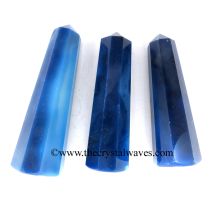 Blue Banded Onyx Chalcedony 2" to 3" Pencil 6 to 8 Facets
