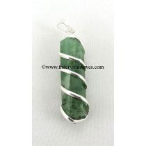 Green Aventurne ( Light) Cage Wrapped Pencil Pendant