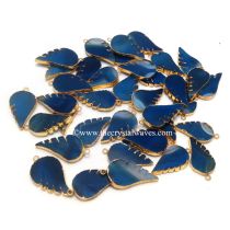 Blue Banded Agate Chalcedony Angel Wings Gold Electroplated Pendants