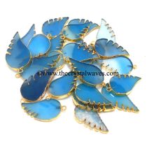 Blue Chalcedony Angel Wings Gold Electroplated Pendants