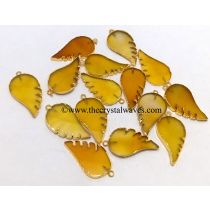 Yellow Chalcedony Angel Wings Gold Electroplated Pendants