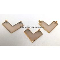 Pink Chalcedony / Onyx Chevron Shape Gold Electroplated Pendants
