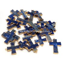 Lapis Lazuli Cross Gold Electroplate Pendant
