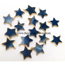 Blue Banded Agate Chalcedony Gold Electroplated Star Pendant