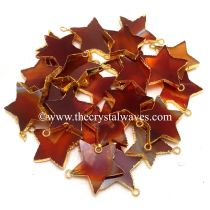 Red Banded Agate Chalcedony Gold Electroplated Star Pendant