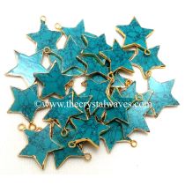 Tibetan Turquoise Manmade Gold Electroplated Star Pendant