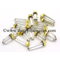 Crystal Quartz 1.50 - 2 Inch Gold Capped Electroplated Pencil Pendant