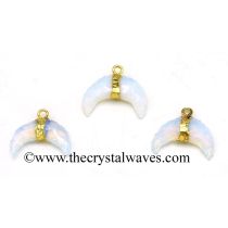 Opalite Small Crecent Moon Gold Electroplated Pendant