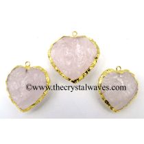 Rose Quartz Gold Electroplated Small Heart Pendant