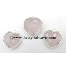 Rose Quartz Silver Electroplated Small Heart Pendant
