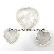 Crystal Quartz Silver Electroplated Big Heart Pendant