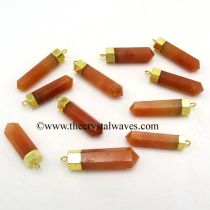 Red Aventurine Pencil Gold Cap Electroplated Pendant