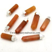 Red Aventurine Pencil Silver Cap Electroplated Pendant