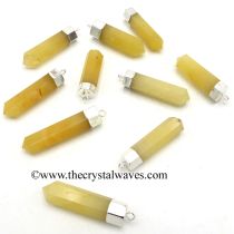 Yellow Aventurine Pencil Silver Cap Electroplated Pendant
