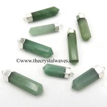 Green Aventurine Pencil Silver Cap Electroplated Pendant