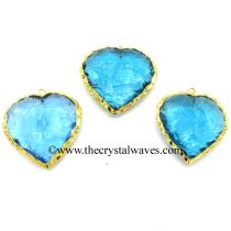 Sky Blue Hydro Quartz Heart Shape Gold Electroplated Pendant