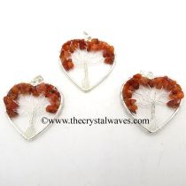 Carnelian Chips Heart Shape Tree Of Life Pendant