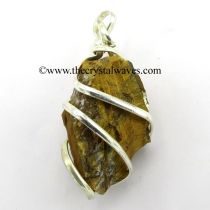 Tiger Eye Agate Hammered Nuggets Cage Wrapped Pendant
