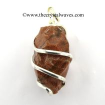 Red Goldstone Hammered Nuggets Cage Wrapped Pendant