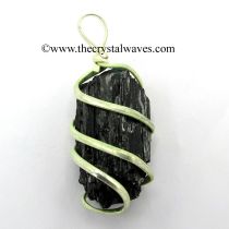 Black Tourmaline Raw Nuggets Cage Wrapped Pendant
