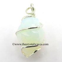 Opalite Hammered Nuggets Cage Wrapped Pendant