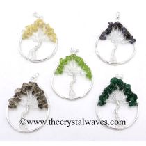 Mix Assorted Gemstone Chips Pear Shape Tree Of Life Pendants