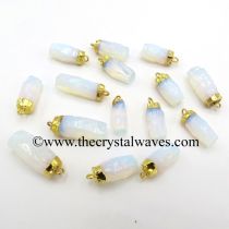 Opalite Handknapped Cylinder Gold Electroplated Pendantt
