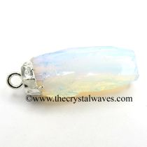 Opalite Handknapped Cylinder Silver Electroplated Pendant / Connector