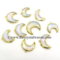 Opalite Handknapped Moon CD Gold Electroplated Pendant