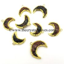 Mahagony Obsidian Handknapped Moon CD Gold Electroplated Pendant