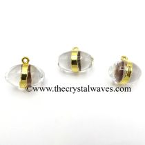 Crystal Quartz Lingam CD Gold Electroplated Pendant 