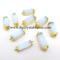 Opalite Handknapped Rectangle Gold Electroplated Pendant / Connector