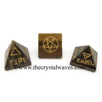 Tiger Eye Agate 5 Element Engraved Small Pyramid