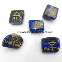 Lapis Lazuli Tumbled 5 Element Engraved Set