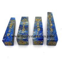 Lapis Lazuli 2 - 3 Inch 5 Element Engraved Tower