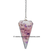 Rose Quartz & Amethyst Chips Orgone Faceted Pendulum