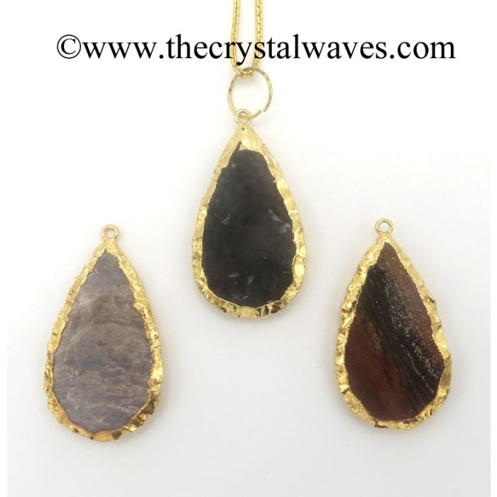 Agate Pear Shape Gold Electroplated Pendants