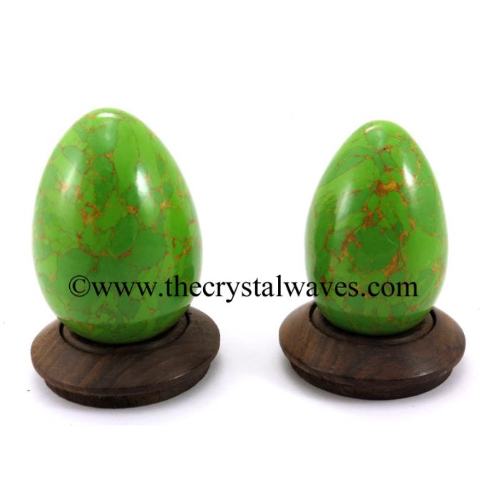 Green Turquoise W/Copper Matrix (Manmade) Eggs