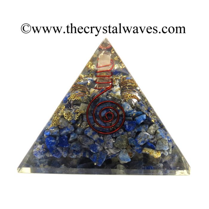 Lapis Lazuli Chips Orgone Pyramids With Copper Wrapped Crystal Point