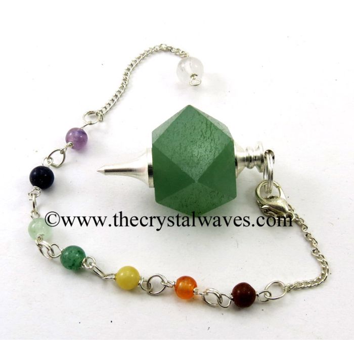 Green Aventurine Hexagonal Pendulum With Chakra Chain