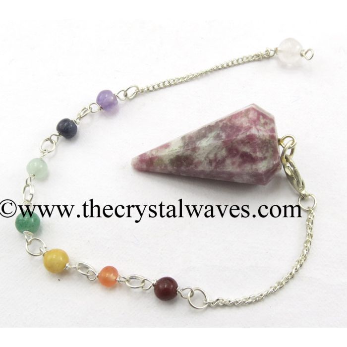 Lepidolite Faceted Pendulum With Chakra Chain