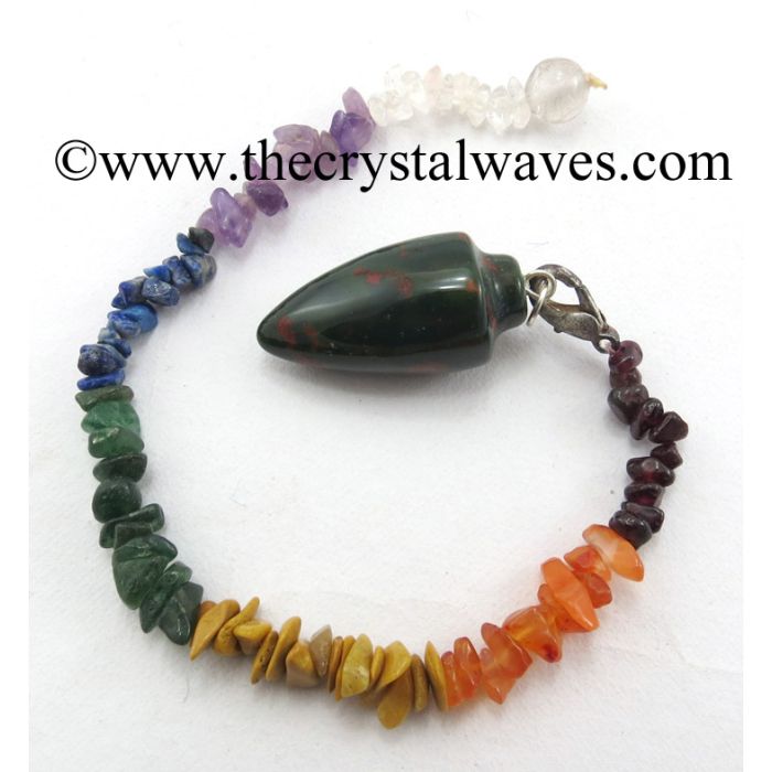 Blood Agate Smooth Pendulum With Chakra Chips Chain
