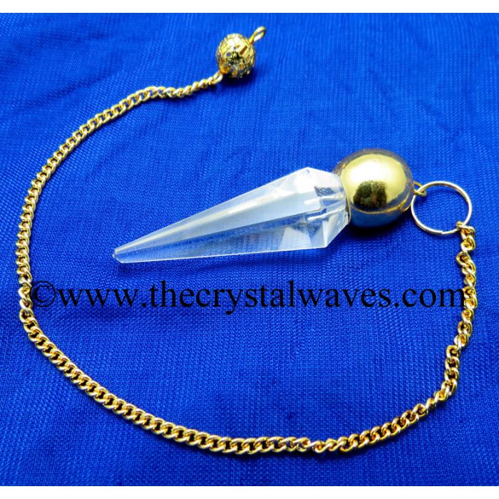 Crystal Quartz AA Grade Faceted Gold Modular Pendulum