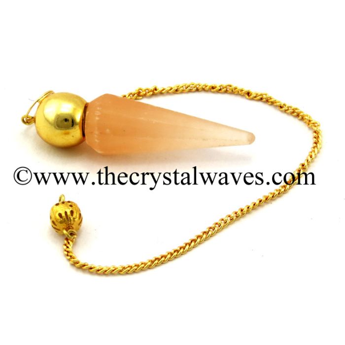 Orange Selenite Faceted Gold Modular Pendulum